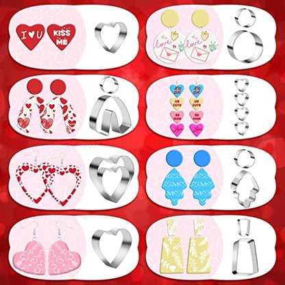 Rumia 114Pcs Polymer Clay Earring Making Kit: 6 Stencils, 9 Colors & Shapes, Tools & Accessories - Valentine's Day Gift
