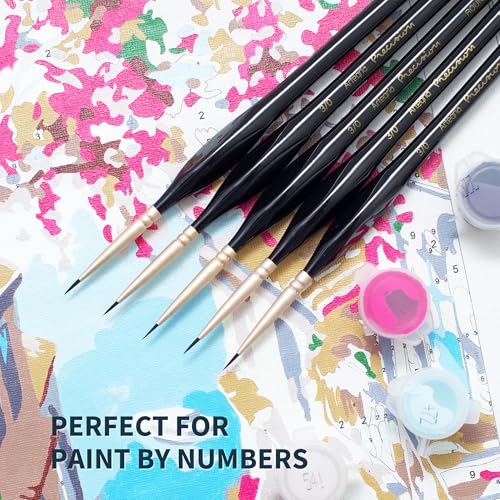 ARTEGRIA Detail Paint Brush Set, 5 Miniature Brushes, Size Round 3/0 (000)