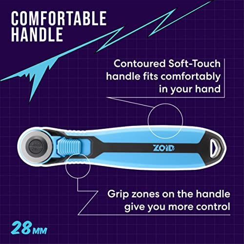 Zoid 28mm Rotary Cutter with Grip, Fabric Cutter Wheel, Rotary Cutter Blade, Craft Cutting Tool, Freehand Tool For Fabrics and Multiple Projects - size: 28mm