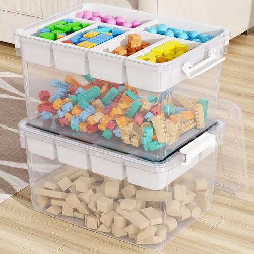 80Qt Stackable Storage Bins with Lids Trays Craft Box Organizers, 2Pack,WH - color: Clear White L, size: 40QT-2Pack