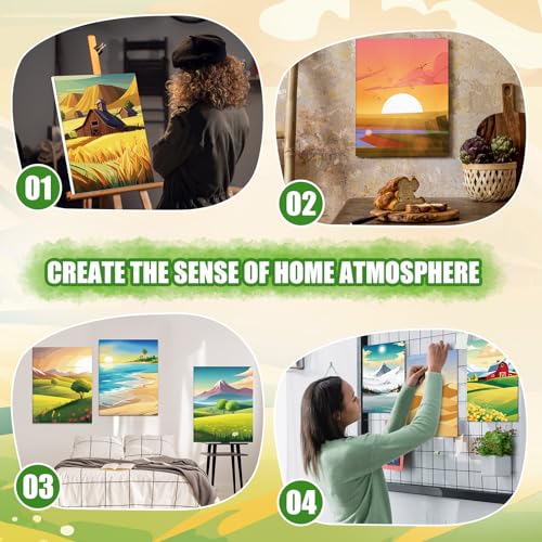 Sherr 20 Pcs Stretched Pre Drawn Canvas Afro Queen Black Art for Painting for Adults Outline Pre Drawn Stretched Cotton Canvas to Paint Party Set, 8 x 10''(Landscape) - style: Landscape