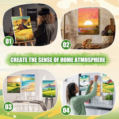 Sherr 20 Pcs Stretched Pre Drawn Canvas Afro Queen Black Art for Painting for Adults Outline Pre Drawn Stretched Cotton Canvas to Paint Party Set, 8 x 10''(Landscape) - style: Landscape