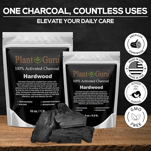 Activated Charcoal Powder Bulk - 1 lb. Jar - Hardwood - Food Grade Kosher Non-GMO - Teeth Whitening, Facial Mask and Soap Making. Promotes Natural Detoxification and Helps Digestion