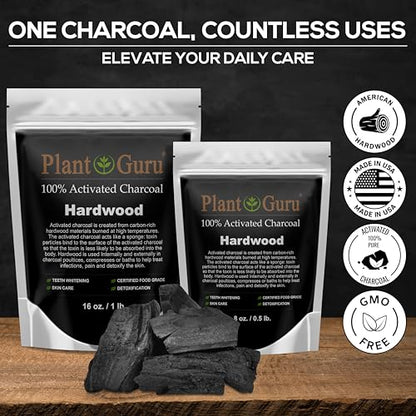 Activated Charcoal Powder Bulk - 1 lb. Jar - Hardwood - Food Grade Kosher Non-GMO - Teeth Whitening, Facial Mask and Soap Making. Promotes Natural Detoxification and Helps Digestion
