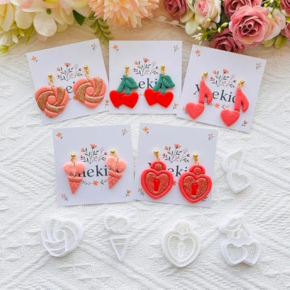 Heart Theme Polymer Clay Cutters – Molds, Clay Cutters for Polymer Clay, Clay Earring Tools Set - color: K color