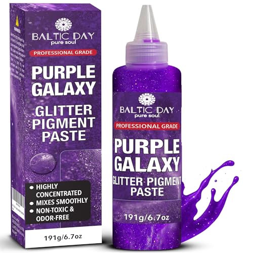 Purple Galaxy Glitter Epoxy Pigment Paste XL (6.7oz/191g) – Ultra-Concentrated Resin Colorant for Deep, Vivid Color | Opaque Pearl-Shimmer Dye for Epoxy Resin, Tumblers, Jewelry & River Tables - color: Purple Galaxy XL