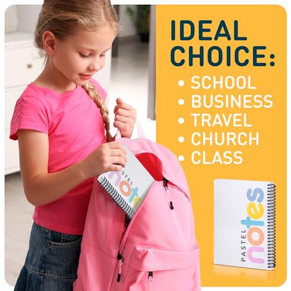 Spiral Notebook, 5x7 Inch Notebooks - Wirebound College Ruled Note Books, Bright Pastel Colored Lined Paper, Perforated Notepad Memo Books - Durable Poly Cover, Journaling Notebook - 100 Sheets - 3