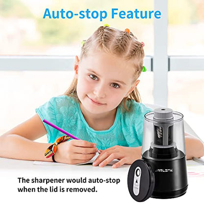 JARLINK Electric Pencil Sharpener, Heavy Duty Helical Blade, Auto Stop - color: Black