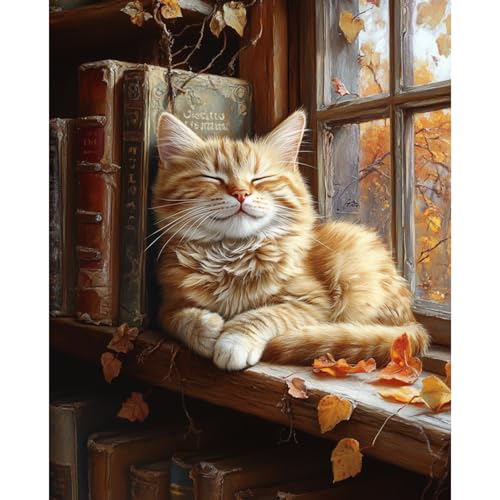 obterie Cat Paint by Numbers Kit for Adults Beginner Books Oil Painting Kit Adult Paint by Number Kits on Canvas DIY Painting for Beginners Art by Numbers for Gifts Home Wall Decor 16x20 Inch - color: YF036