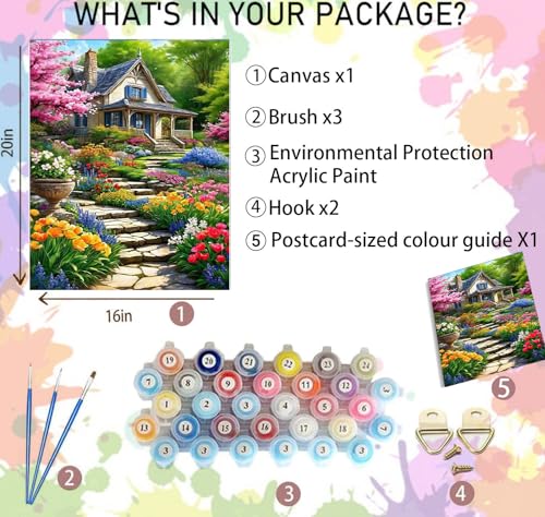 Arttoplus Landscape Paint by Numbers Kit for Adults Beginner 16x20 inch | Garden Paint by Numbers Kits for Adults Canvas, Landscape Adult Painting by Number for Gift Home Wall Decor (Without Frame) - color: MT12694-US