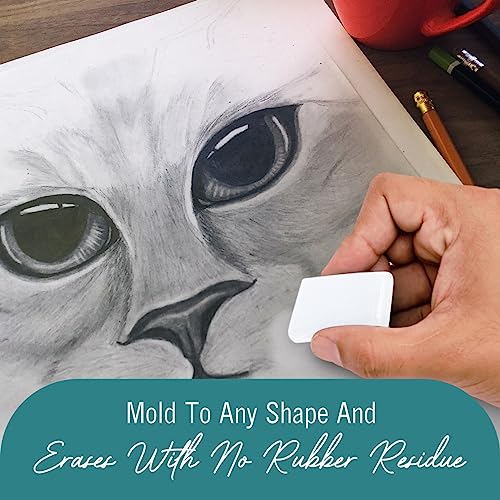 Kneaded Erasers for Artists, Erasers Medium Size, Kneaded Art Eraser 4 Pack Great for Sketching, Drawing and Shading