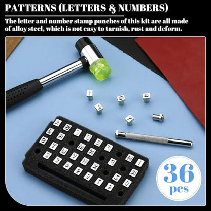 36 Pcs Leather Stamping Kit, 6mm Leather Stamps with Letters and Numbers - color: 6mm 36stamps