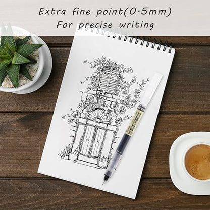12 Pack Black Liquid Ink Rollerball Gel Pens, 0.5mm Extra Fine Point Tip, Smooth Writing Quick Drying No Smear No Bleed for Journaling, Drawing, Sketching, School Notes & Art Supplies - color: Black