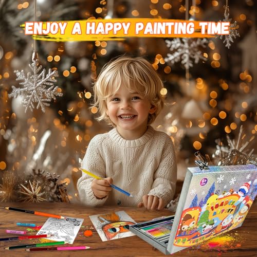 Cokiki Drawing Set for Kids 6-12, 184 Piece Joy Train Drawing Kit - color: Joy Train