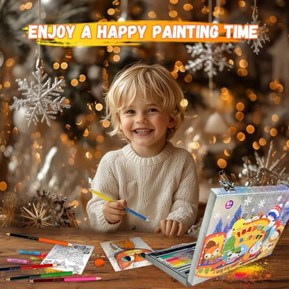 Cokiki Drawing Set for Kids 6-12, 184 Piece Joy Train Drawing Kit - color: Joy Train