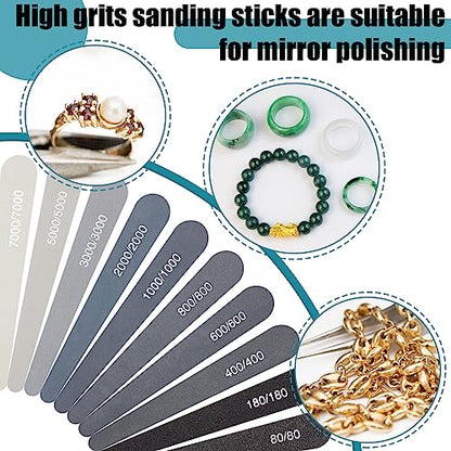 Honoson 40 Pcs Polishing Sticks Sanding Sticks for Plastic Models Metal Wood Buffing Sanding Tools Sandpaper Polishing Accessories Mini Finger Sander(Drop) - style: Drop