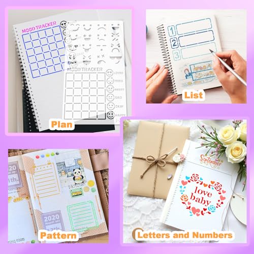 36 PCS Journal Diary Stencils, Planner Stencils for Junk Journal Notebook Diary Scrapbooking DIY Supplie Drawing Template Journal Stencil 4x7 Inch - color: Journal Diary