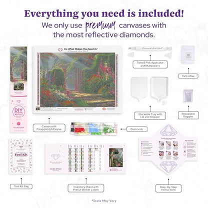 DIAMOND ART CLUB Garden of Grace Diamond Art Kits for Adults | Premium Diamond Painting Kit, Fun DIY Crafts for Adults, Round Diamond Art Canvas by Thomas Kinkade, 18" x 13" - color: Garden of Grace