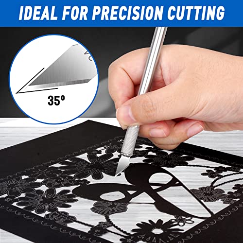 DIYSELF 100 Pack Hobby Knife Blades #24, Carbon Steel Precision Blades | High carbon steel hobby knife refills and craft precision knife blades for detailed cutting and craft projects - style: #24