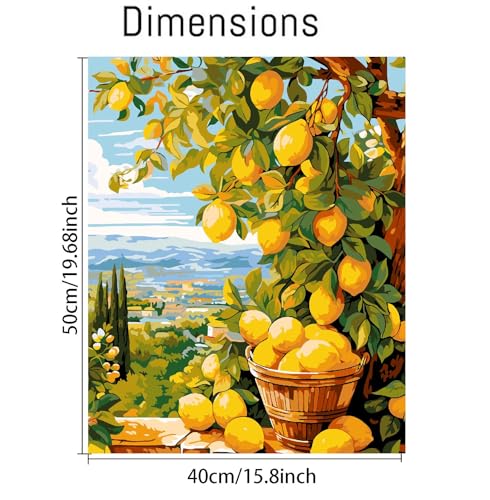 Clendo Lemon Paint by Numbers Kits for Adults, DIY Lemon Tree Adult Paint by Number Kits on Canvas, Digital Oil Number Painting for Home Decor (16x20 Inch) - color: MT19942, size: Frameless