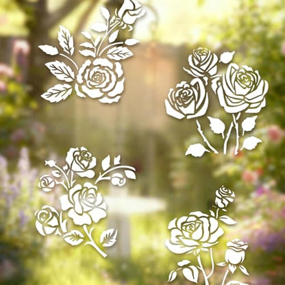 12 Pcs Large Flower Stencils for Painting, 5.12 X 5.12 Inch Flower Stencils for Crafts Reusable, Wood and Wall Stencils for Painting Large Pattern, DIY Templates Holiday Wall Paper (H) - style: H
