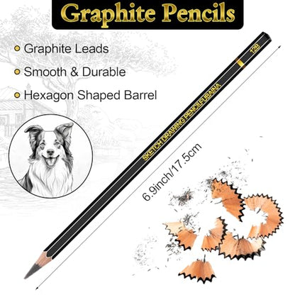 Humyoun 144 Pcs Sketching Pencils, 12B-4H Graphite Drawing Pencils