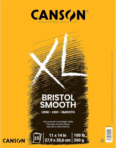 Canson XL Series Bristol Paper, Smooth, Foldover Pad, 11x14 inches, 25 Sheets (100lb/260g) - Artist Paper for Adults and Students - Markers, Pen and Ink (Pack of 6) - size: 11x14 (Pack of 6), style: Bristol, Smooth