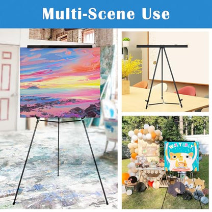 Falling in Art Aluminum Flip Chart Easel Stand, 63 1/2'', Black 10 Pack | Presentation Easel with Adjustable Floor for Boardroom, Whiteboard, Paper Pads, Signage - style: Black 10-Pack