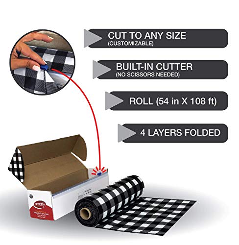 Neatiffy Disposable Plastic Tablecloth Roll | Indoor/Outdoor Table Cover Roll for Rectangle, Square, Round Tables | Picnic, Party, Banquet, Birthdays, Weddings -54 in x 108 ft-Black Checkered - color: Black Checkered