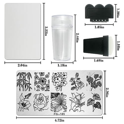 AddFavor Nail Stamper Kit 7pcs Nail Stamping Plates Flower Leaf Maple Nail Stencils with 2 Stamp and 2 Scraper for Home Salon Manicure Design Supplies Tools - color: Style B