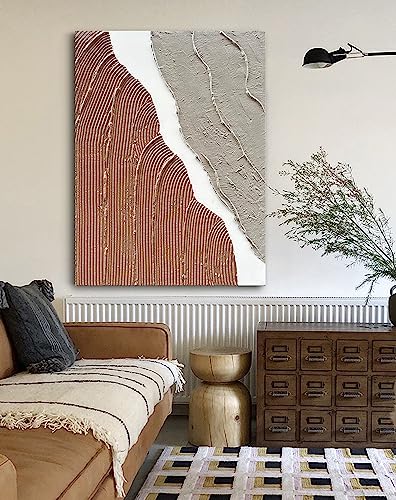 Limiyer Art Hand painted Modern Abstract Art Oil painting White and brown Thick texture canvas Art Oil painting Living Room Bedroom Office Wall Art Deco 40x28 inches - color: YI022