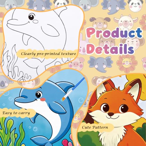 Anseal 12 Packs Pre Drawn Canvas to Paint, 5" X 7" Cute Animals Pre Printed Canvas for Painting, Pre Stretched Canvas Outline Painting Boards for Party Favor - style: Animals