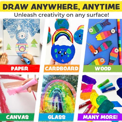 Kwik Stix Cuties Washable Paint Sticks for Kids & Toddlers, 12 Non-Toxic Colors, Quick-Drying, Allergen-Free, Solid Tempera with Cute Caps - color: Multicolor
