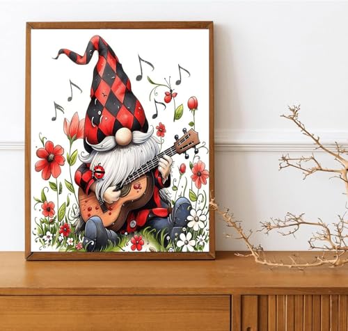 Gnome Play the Guitar Paint by Numbers for Adults Beginners Christmas Decoration DIY Acrylic Paint by Numbers Kits on Canvas Flowers Paintwork Music Artwork for Home Decor 16x20inch(Without Frame) - color: Artwork 02, size: 16''x20''(without frame)