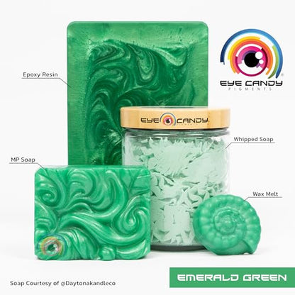 Eye Candy Pigments Premium Green Mica Powder - Emerald Green (50gr) - for Epoxy, Resin, Soap, Paint, Woodworking, Acrylic Pouring, Bath Bombs, Fishing Lures - DIY Arts and Crafts Additive - color: Emerald Green