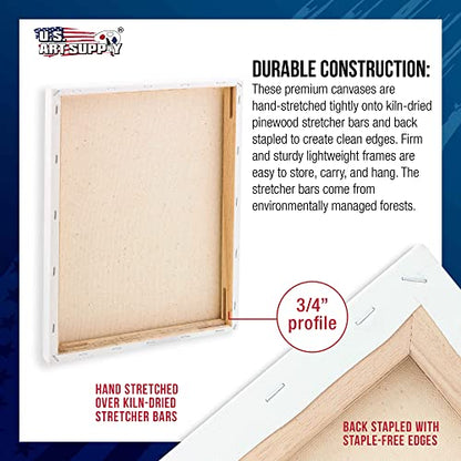 U.S. Art Supply 30"x40" Stretched Canvas for Painting, 3/4" Profile, 3-Pack - size: 30" x 40"