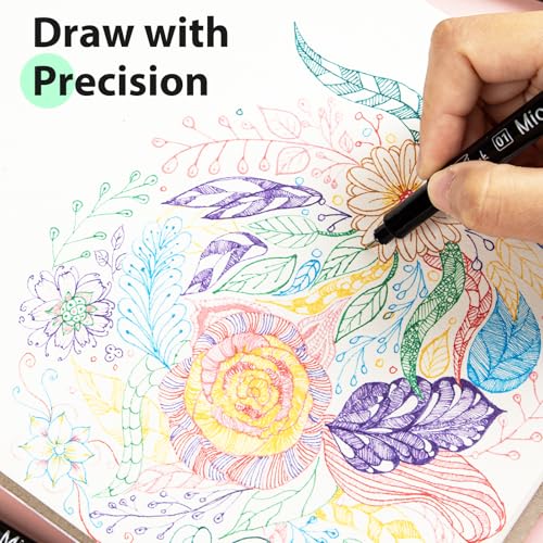 KERIFI 12 Colors Fineliner Pens, 0.25mm Extra Fine Point Micro Pens 01, Waterproof Archival Ink, No Bleed-Through for Bible Journaling, Planner, Sketching, Technical Drawing, Zentangle, Notes Taking - color: 12 Colors (Extra Fine 01 / 0.25mm)