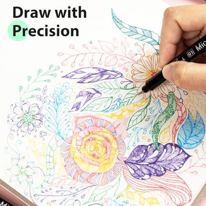 KERIFI 12 Colors Fineliner Pens, 0.25mm Extra Fine Point Micro Pens 01, Waterproof Archival Ink, No Bleed-Through for Bible Journaling, Planner, Sketching, Technical Drawing, Zentangle, Notes Taking - color: 12 Colors (Extra Fine 01 / 0.25mm)