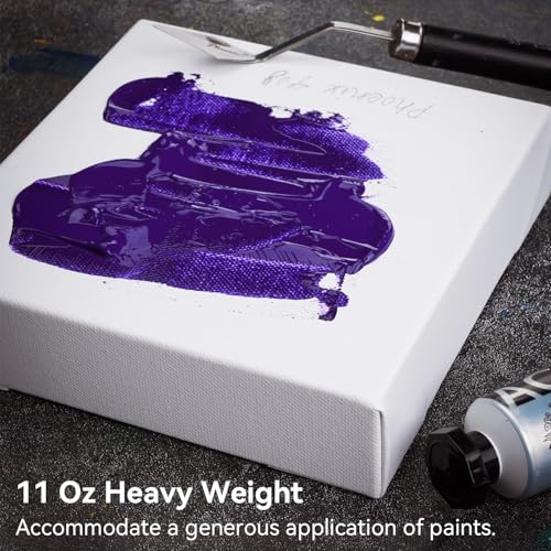 PHOENIX 4x4 Inch 4 Pack Gallery Canvas - Small Square 1.5 in Thick Canvases for Painting - Deep Edge 100% Cotton 11 Oz. Gesso Primed White Blank Professional Canvas Oil & Acrylic Paints - size: 4"x4", style: Gallery