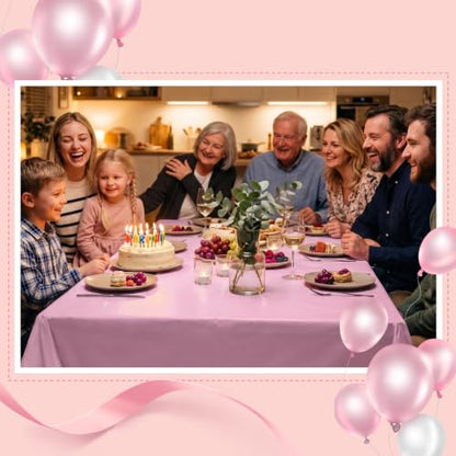 Goodluck 54 Inch x 300 Feet Pink Plastic Tablecloth Roll with Cutter Box - color: Pink, size: 15.4" x 5.5" (Rectangular)
