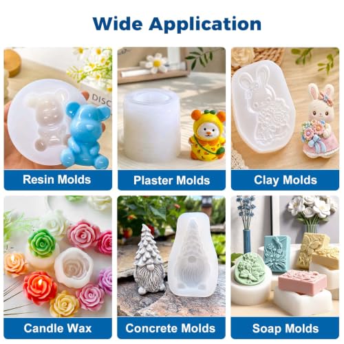 JDiction Silicone Mold Making Kit 36OZ, 4H Fast Cure Soft Silicone Rubber | 10A Super-Elastic Platinum Silicone Captures Fine Details for Resin, Candle, Soap, Plaster and Craft Mold Making - size: 36oz