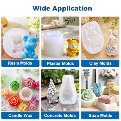 JDiction Silicone Mold Making Kit 36OZ, 4H Fast Cure Soft Silicone Rubber | 10A Super-Elastic Platinum Silicone Captures Fine Details for Resin, Candle, Soap, Plaster and Craft Mold Making - size: 36oz
