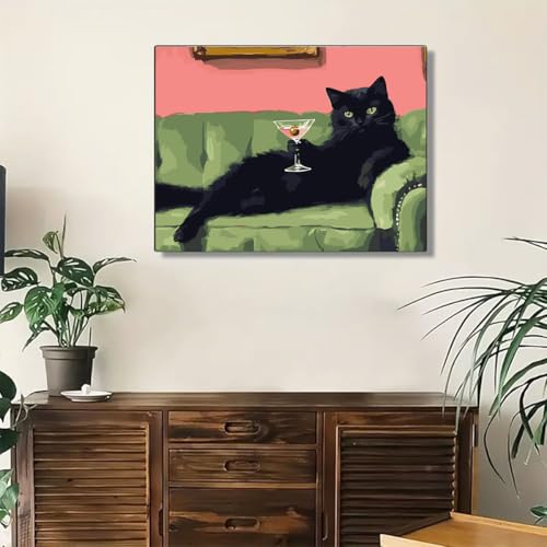 GEMFAMILY Black Cat Paint by Numbers Kit for Adults Beginner 16 X 20 inch - color: HL6632