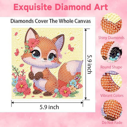 Arttoplus Fox Diamond Art Painting Kits for Kids with Frame 7x7 inch - color: CC979-US