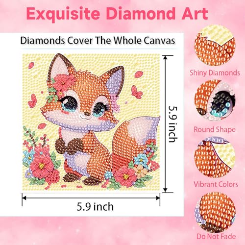 Arttoplus Fox Diamond Art Painting Kits for Kids with Frame 7x7 inch - color: CC979-US