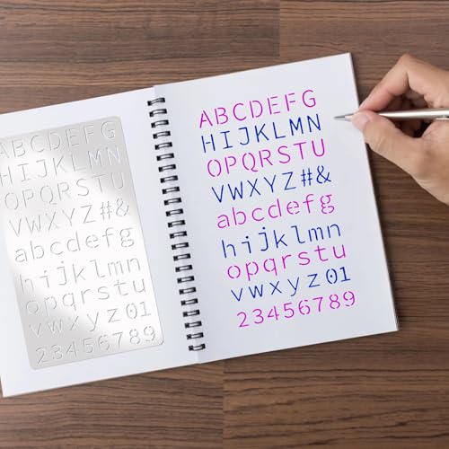 Metal Engraving Stencils, Small Letter Number Alphabet Fonts Templates and Stencils for Engraving Pyrography Metal Wood Burning Glass Lettering Journaling DIY Drawing (letter2)
