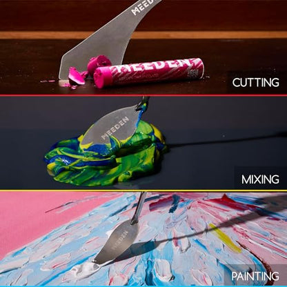 MEEDEN Artist Palette Knife Set: 3Pcs Art Spatula Knives with Wooden Handle - Stainless Steel Pallet Knives for Oil, Acrylic Canvas Painting - style: 3pcs
