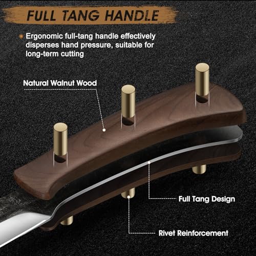 HOSHANHO Steak Knives Set of 6, Sharp 4.5" Non Serrated Steak Knife Set | Hand Forged High Carbon Steel Dinner Steak Knives with Full Tang Wood Handle, Gift with Men - size: 4.5"