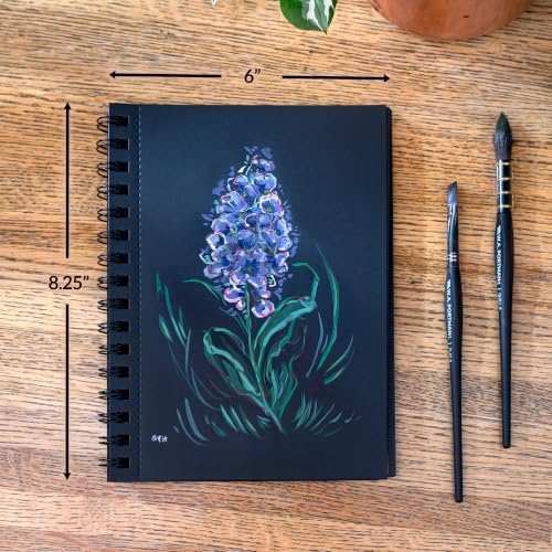 WA Portman Black Paper Sketchbook A5, 140 GSM 60 Pages Black Drawing Pad - size: A5 Single