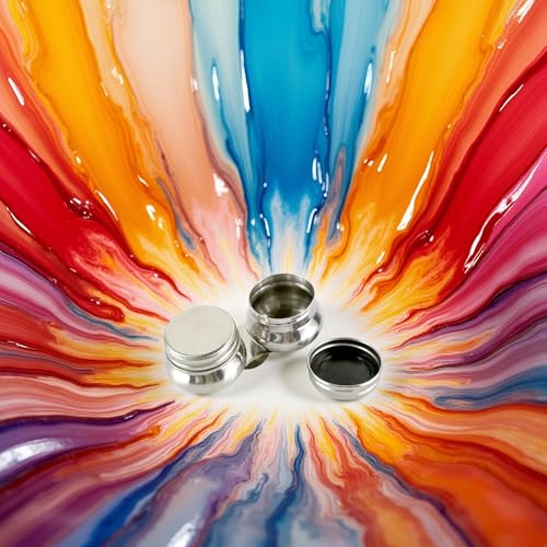 1PC Stainless Steel Oil Painting Palette Cup with Lid and Clip 2 Dipper Large Mouth Oil Paint Pot Container Leakproof Oil Paint Container Cup Turpentine Solvent Tins for Drawing Art Suppllies